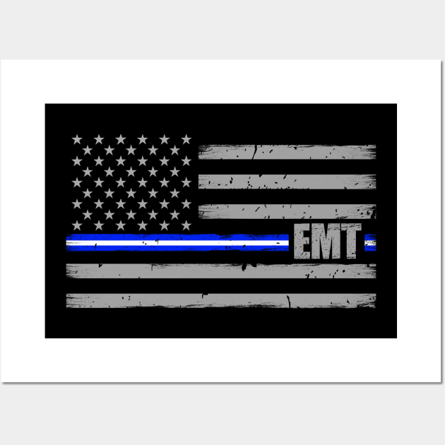 Emergency Medical Technician - Thin White Line Flag Wall Art by bluelinemotivation